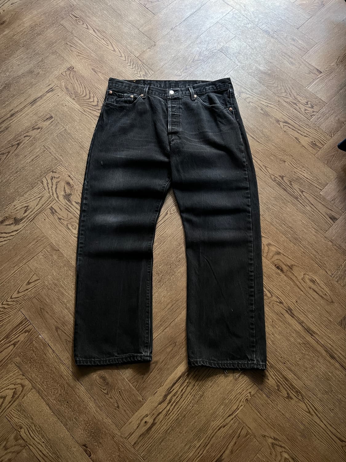 [38]00's 리바이스 501 빈티지 워싱 흑청 데님 팬츠 상품이미지2