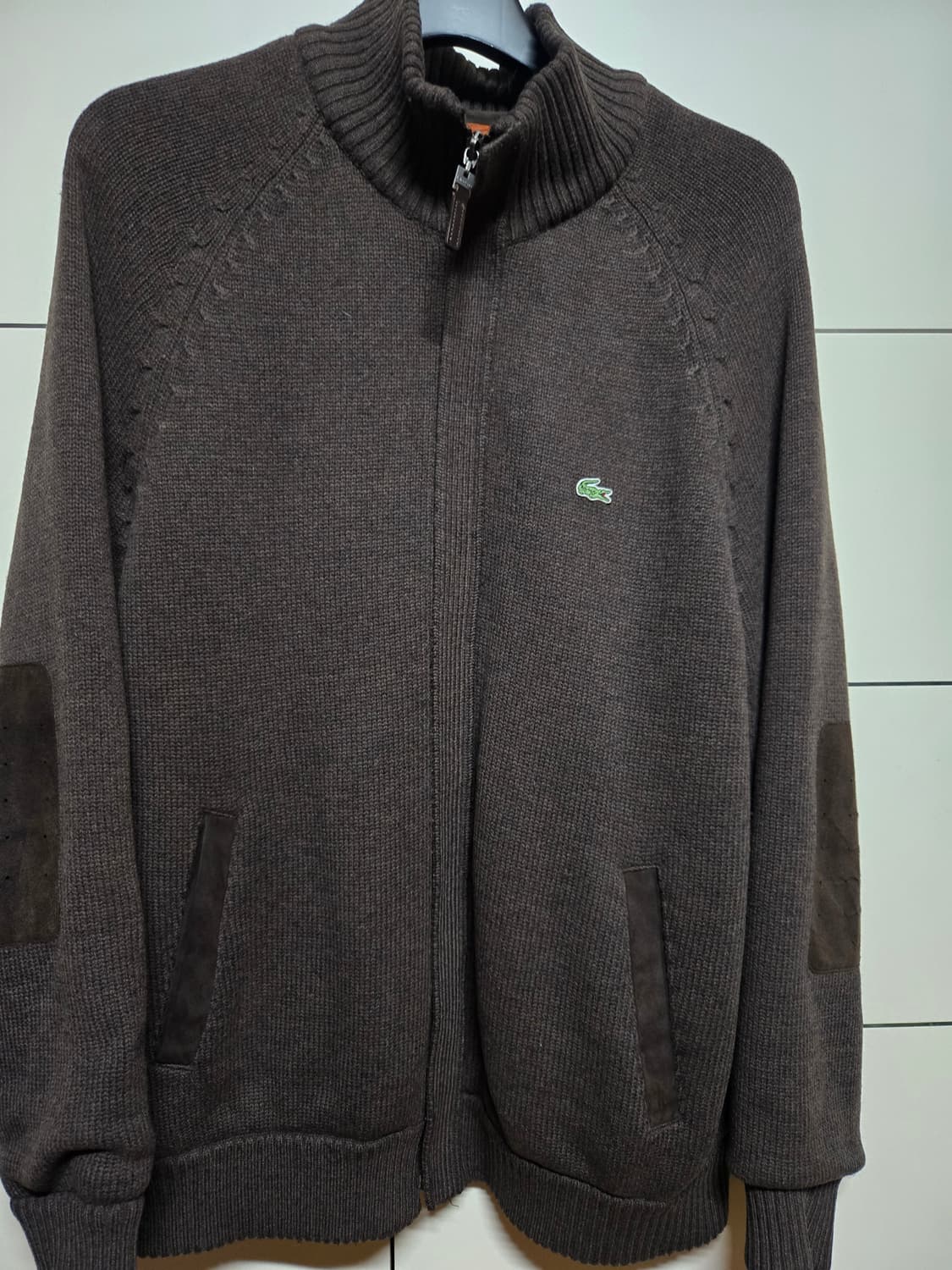 라코스테 남성 브라운 모 니트 집업 상품이미지1