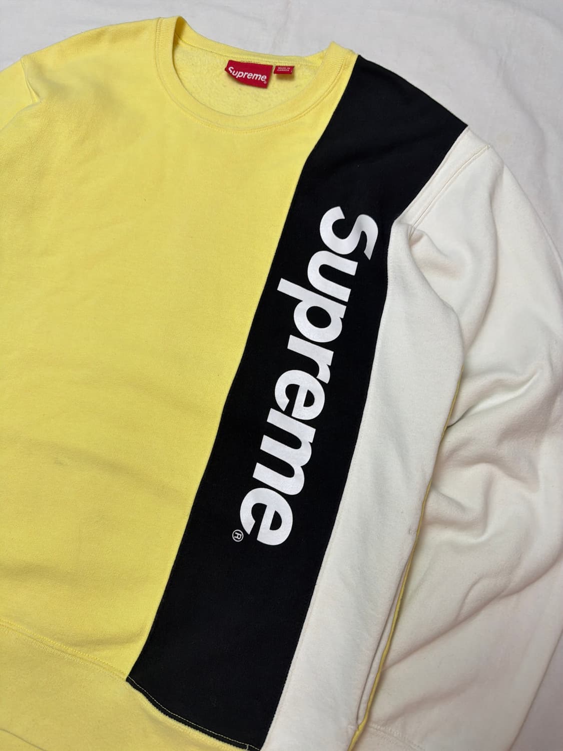 슈프림 16ss 패널 크루넥 맨투맨 옐로우 상품이미지2