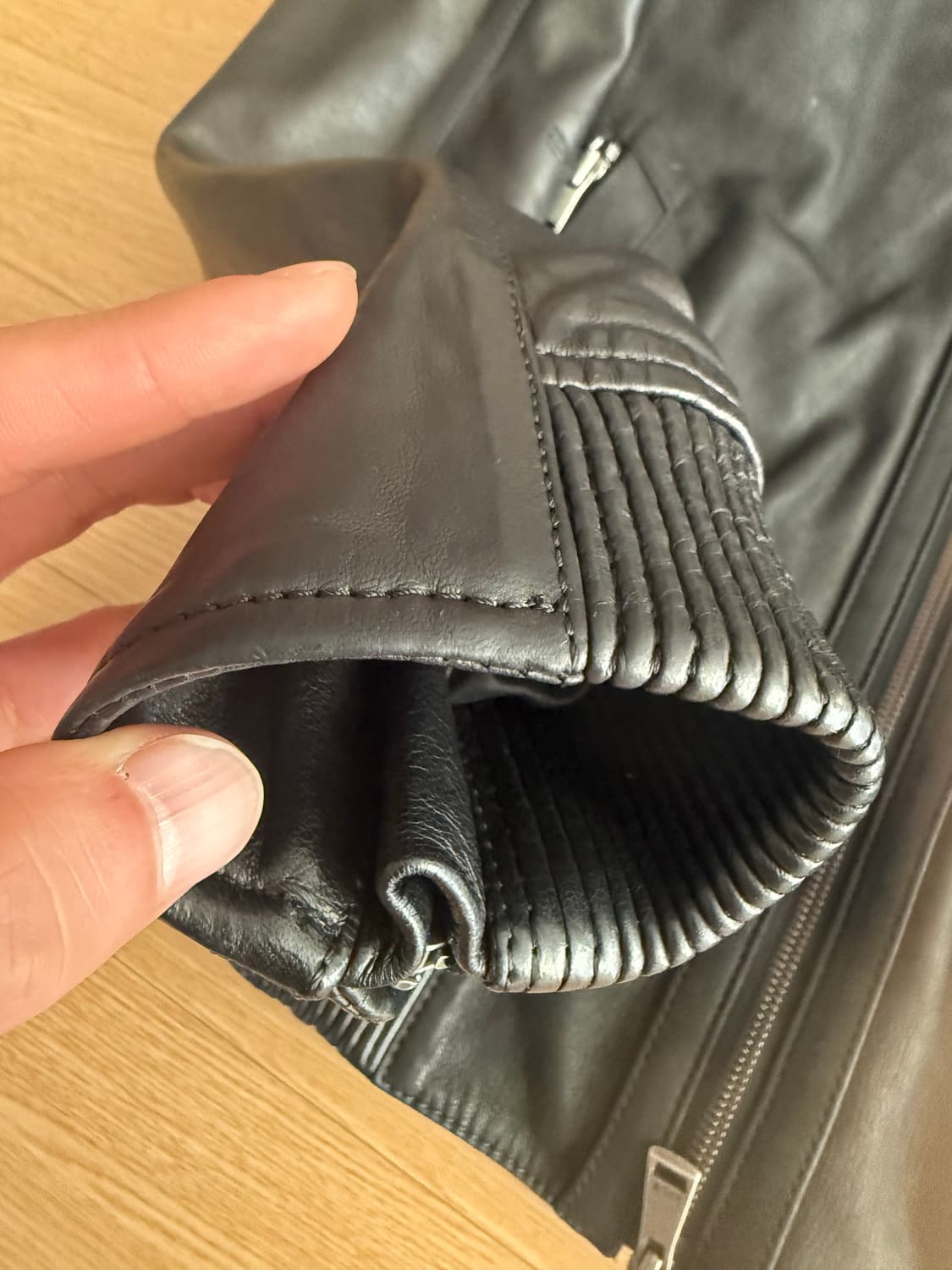 지오지아 앤드지 블루종 MA-1 가죽자켓(L 100) 새상품 상품이미지5