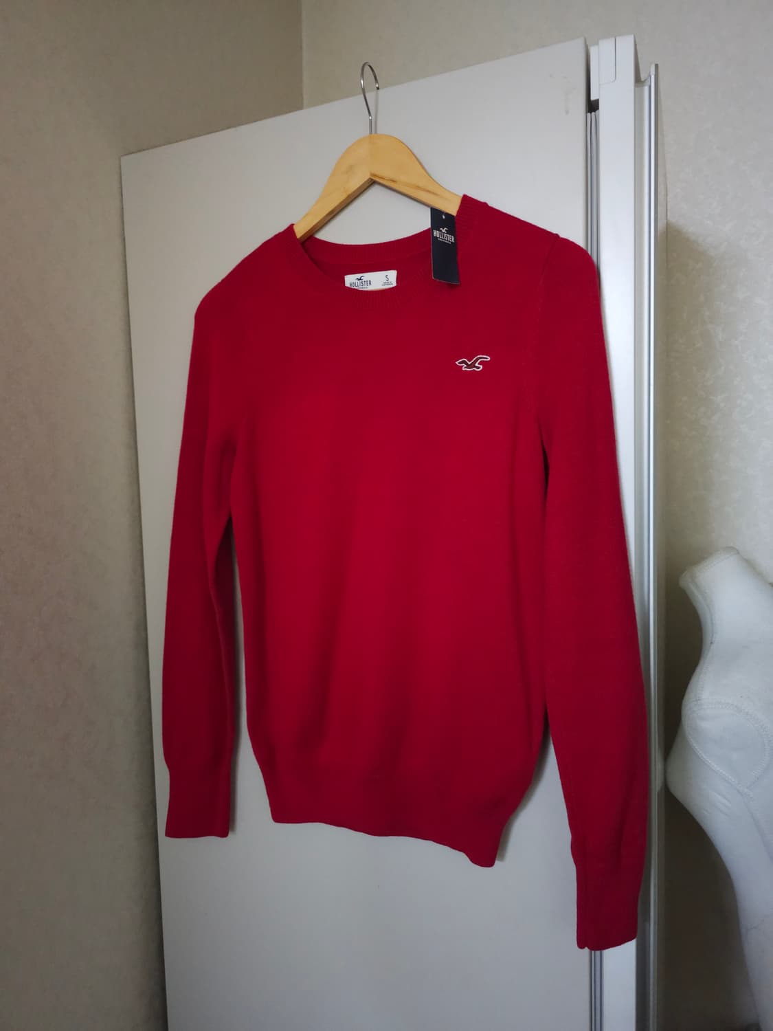 새상품)홀리스터 레드 면니트 상품이미지1