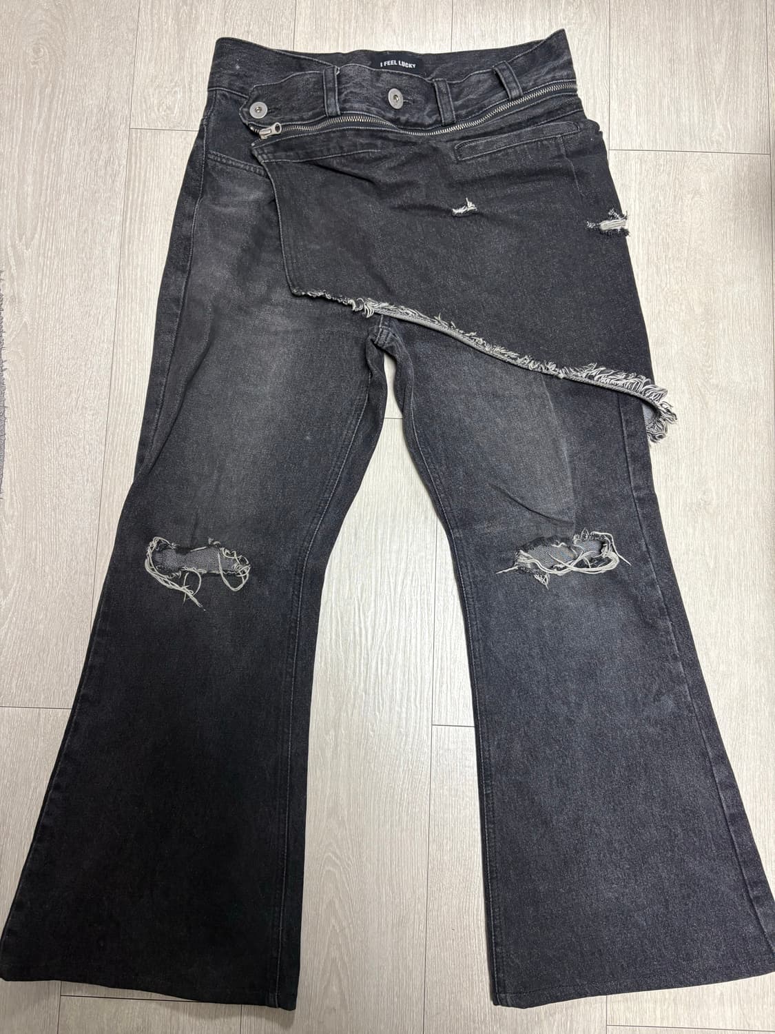 아필럭키 스커트 데님 플레어팬츠 상품이미지1