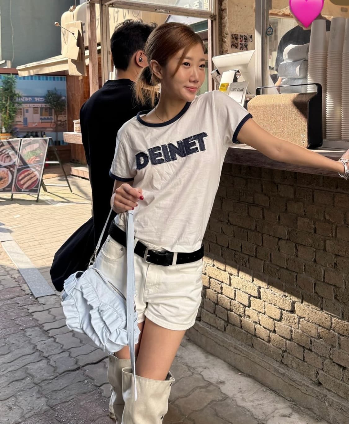 다이닛 화이트 데님 쇼츠 팬츠 DENIM SHORTS IN WHITE 상품이미지2