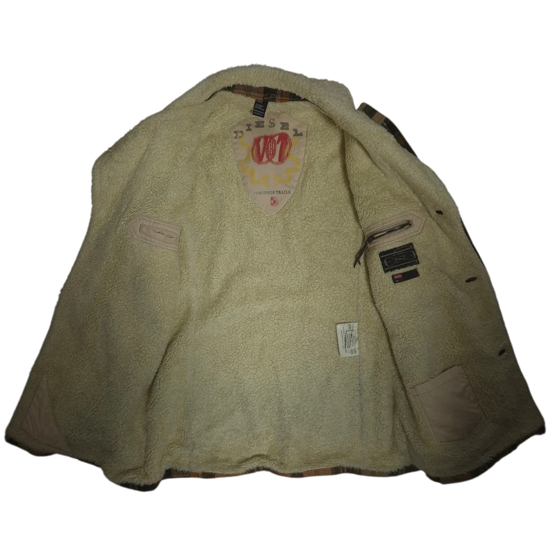 디젤 체크 브라운 쉐르파 코트 상품이미지5