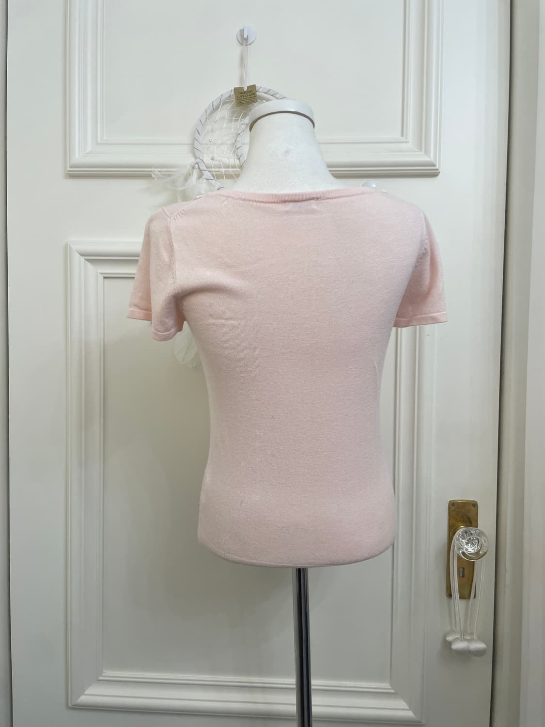 pink basic cardigan&bow point half knit 상품이미지8