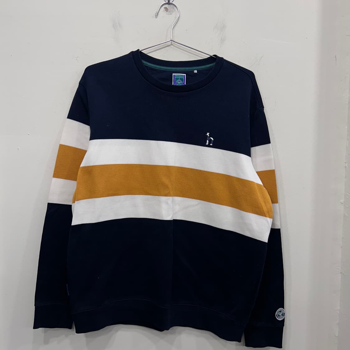 해지스 X 윔블던 배색 단가라 와플코튼 맨투맨 상품이미지2