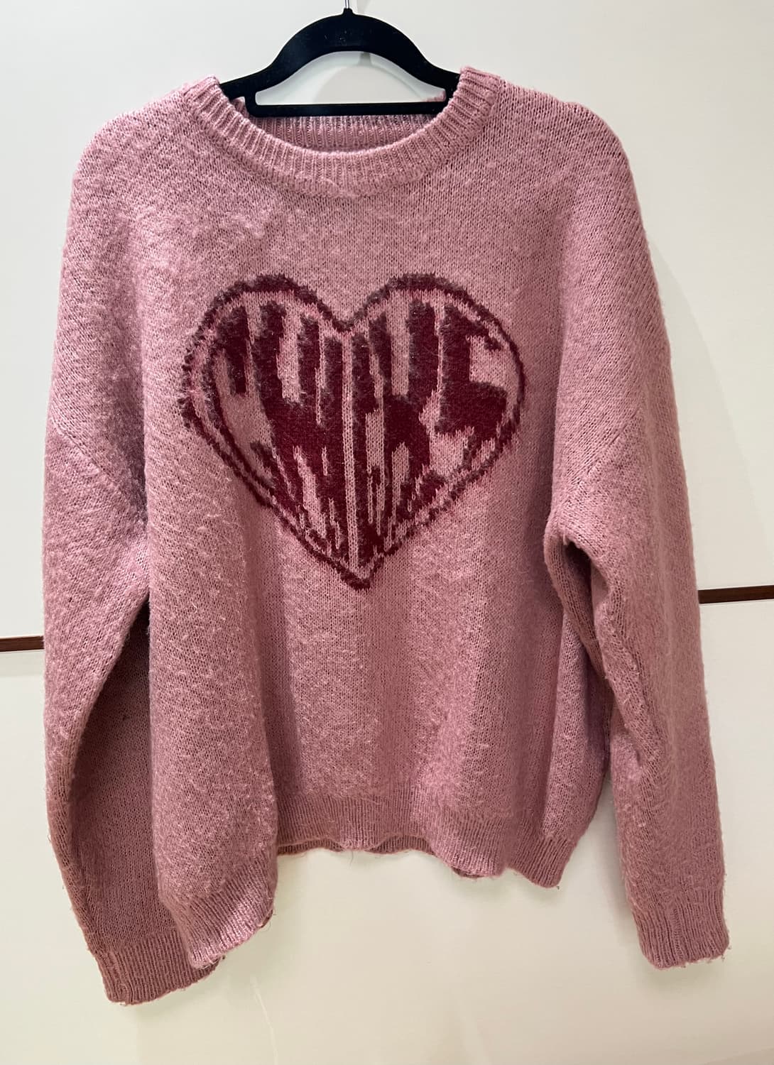 칙스(chicks) 하트칙스 오버핏 라운드 니트 핑크 상품이미지4