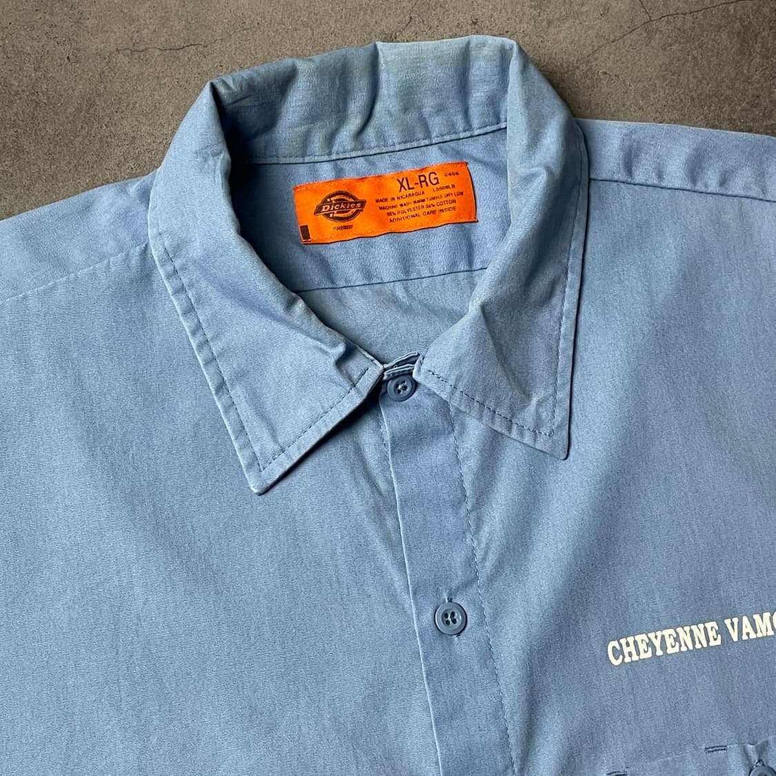 DICKIES 00s 디키즈 라이트블루 프린팅 반팔 워크셔츠 A01049 상품이미지2