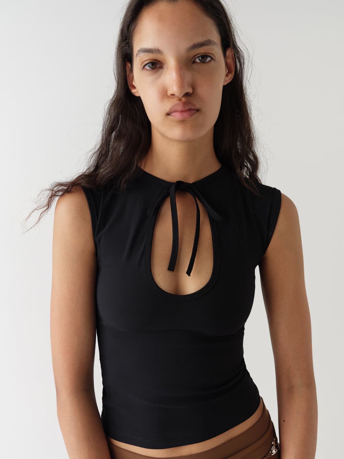 [S,M]기마구아스 Anis 슬리브리스 탑/블랙 상품이미지4