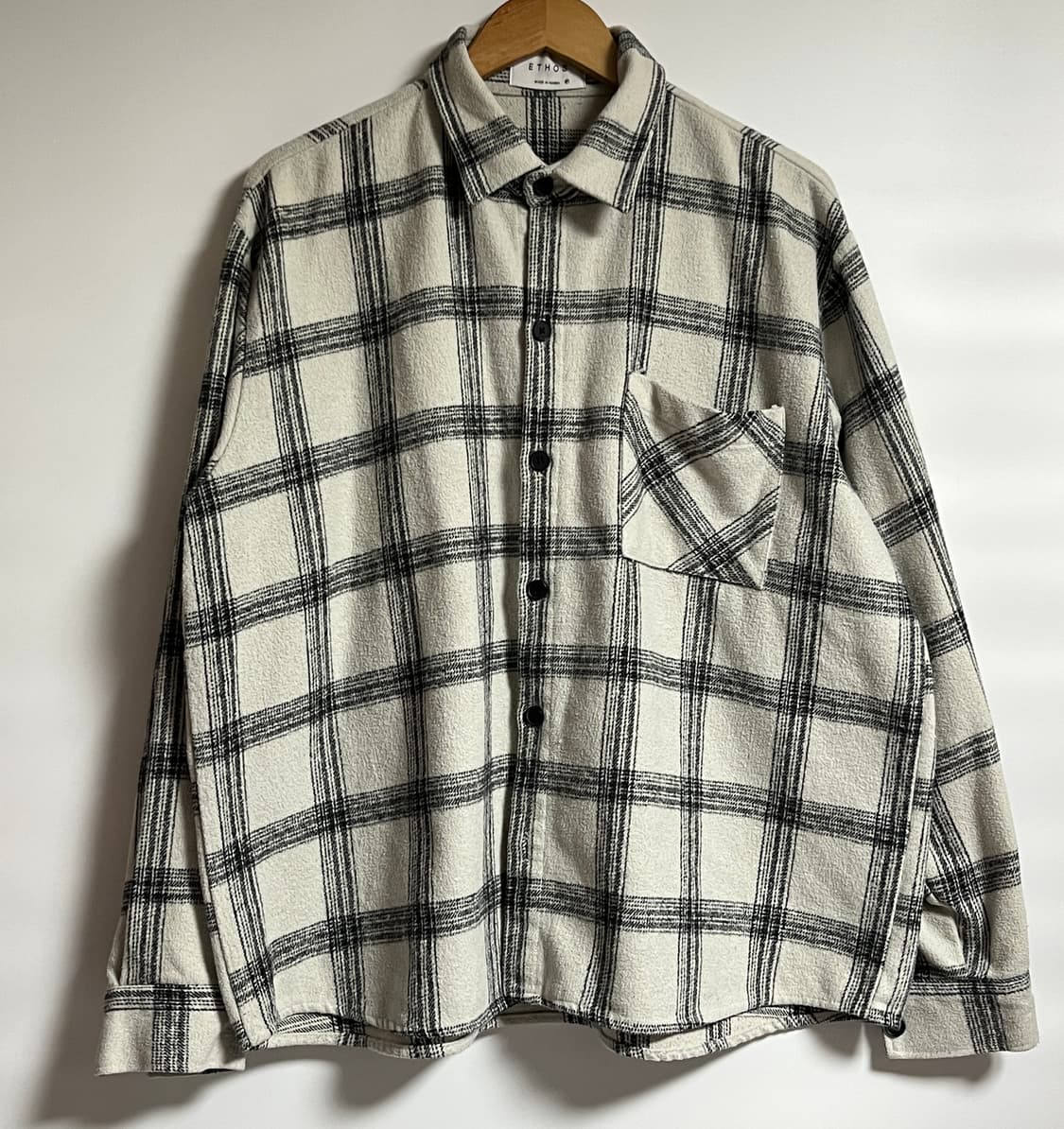 ETHOS 에토스 오버핏 크롭 체크 셔츠 남방 2XL 상품이미지1