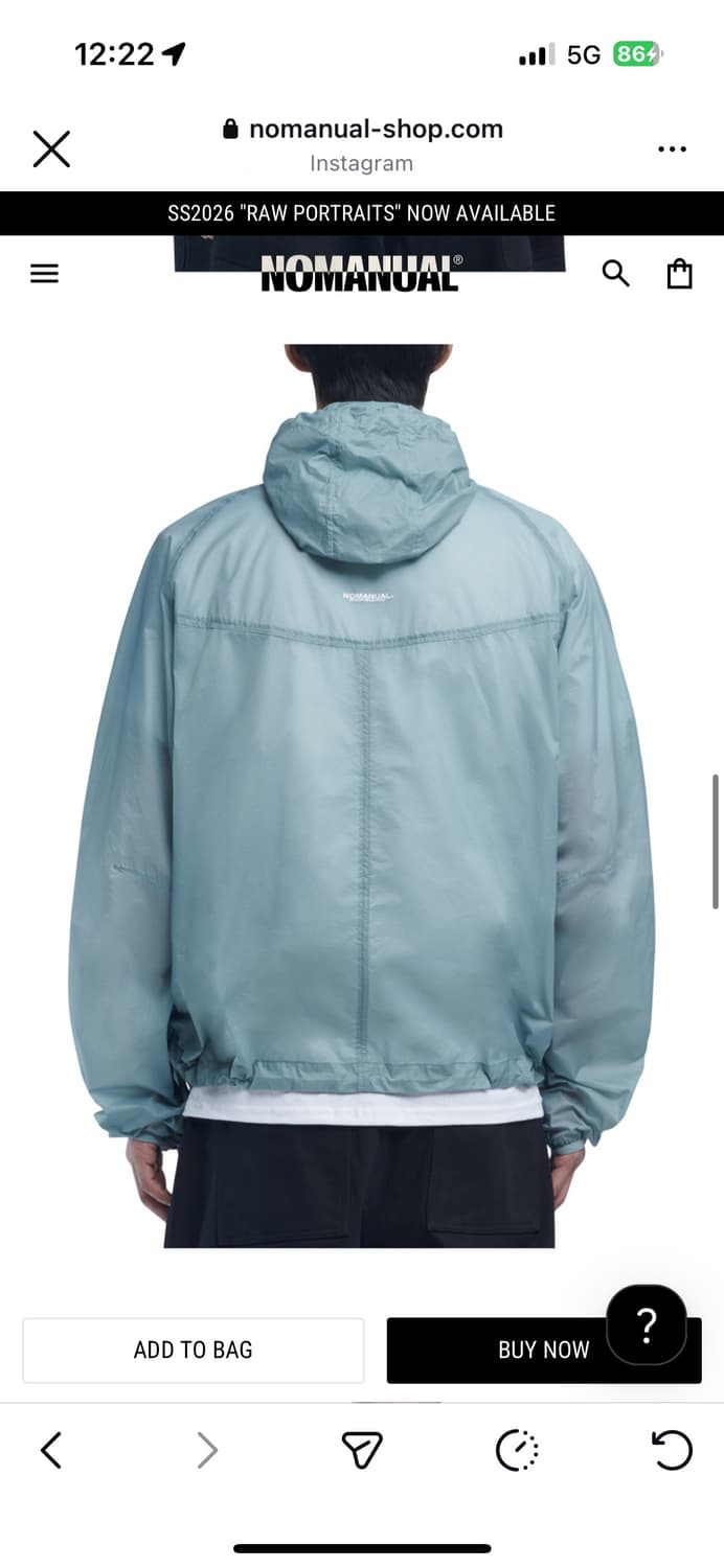 노매뉴얼 바람막이 AETHER NYLON JACKET - MARINA 상품이미지3