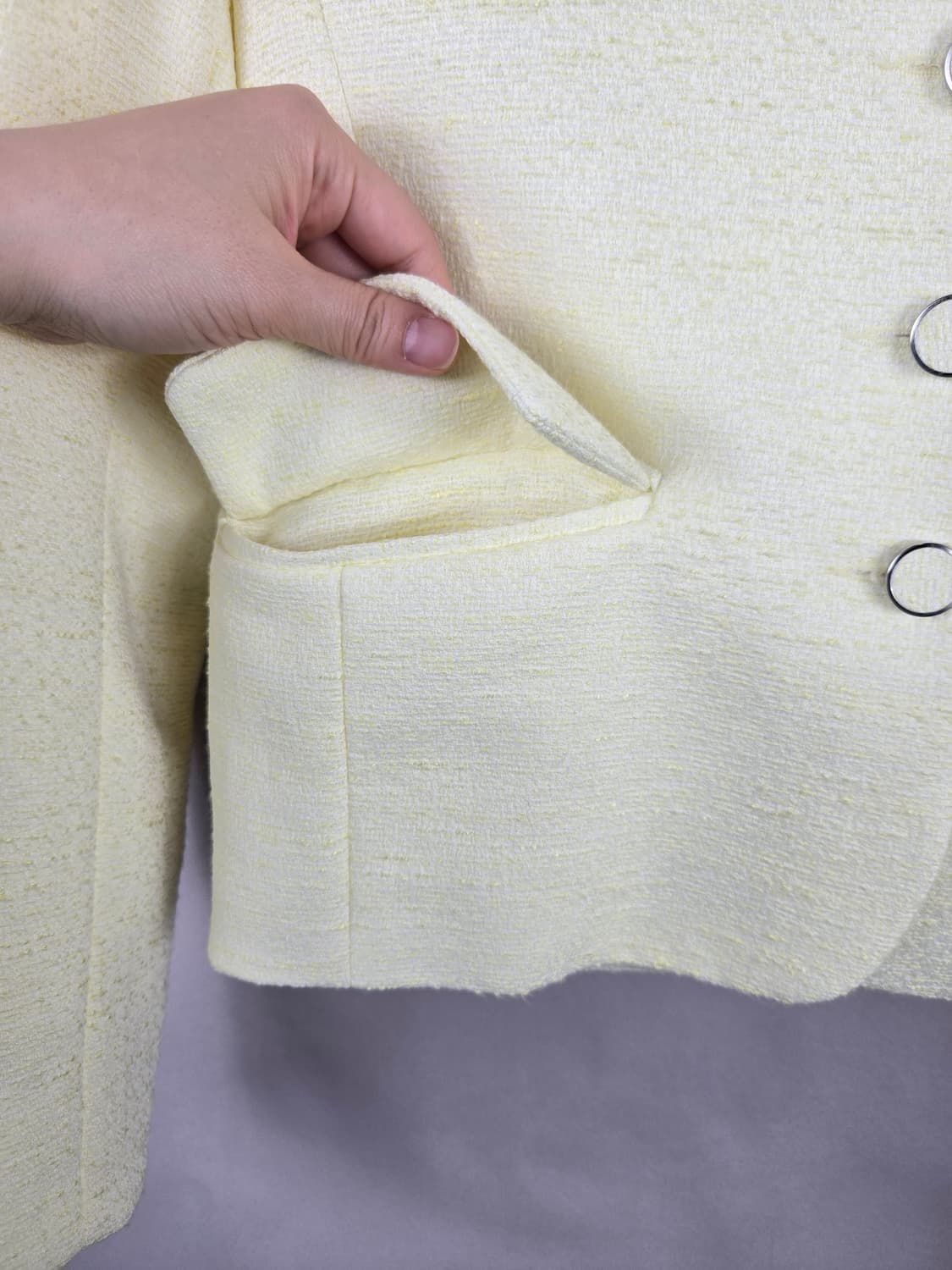 [무료배송]업타운홀릭 S 여성 봄 트위드 자켓 레몬색 상품이미지6