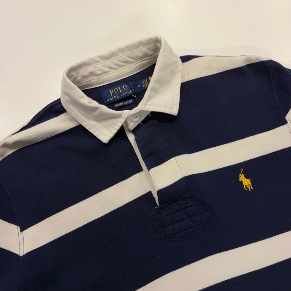 [M] 폴로 랄프로렌 큐알 신형 스트라이프 럭비티 네이비 B757 상품이미지3