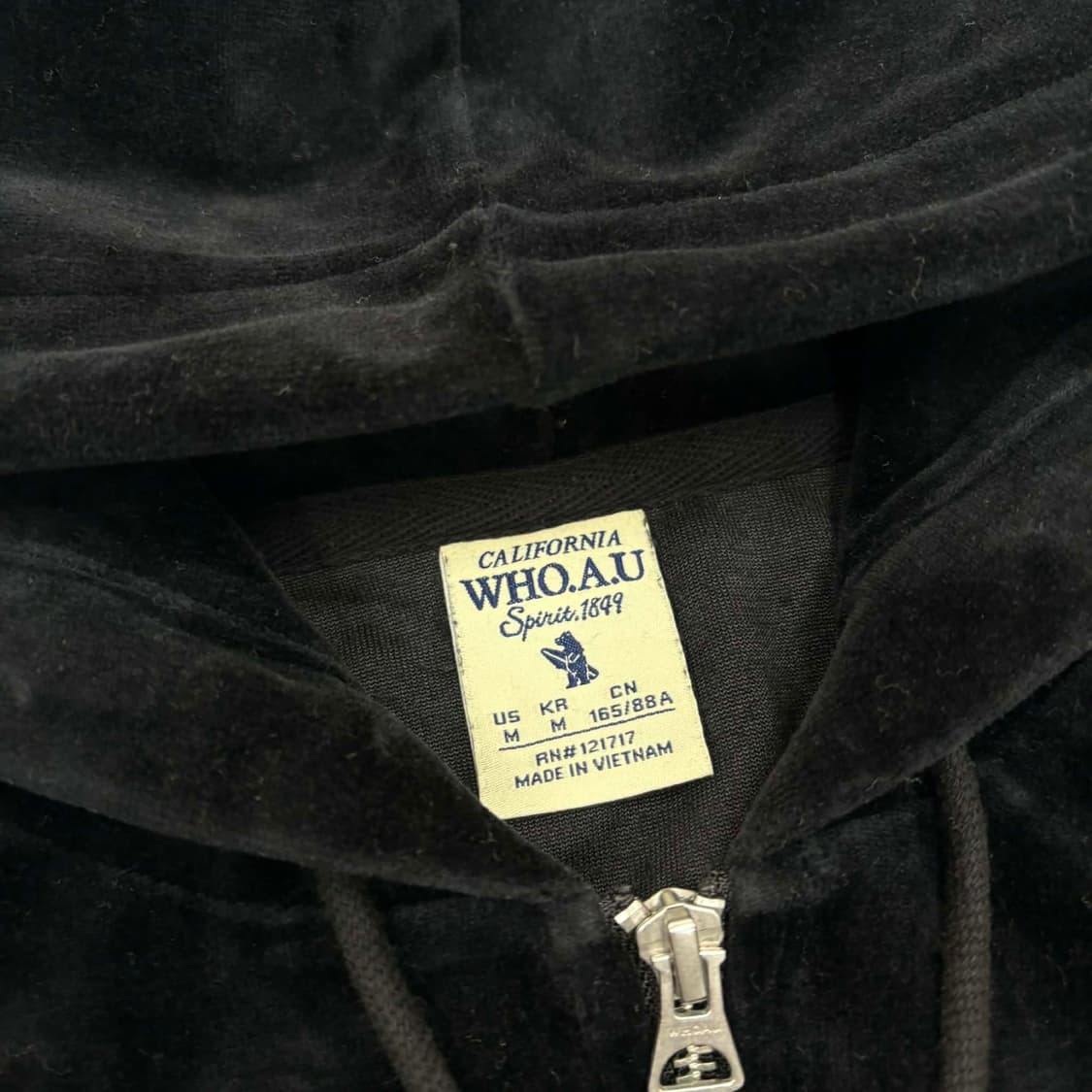 후아유 y2k 여리핏 벨루어 벨벳 걸즈 크롭 후드집업(M) 상품이미지4