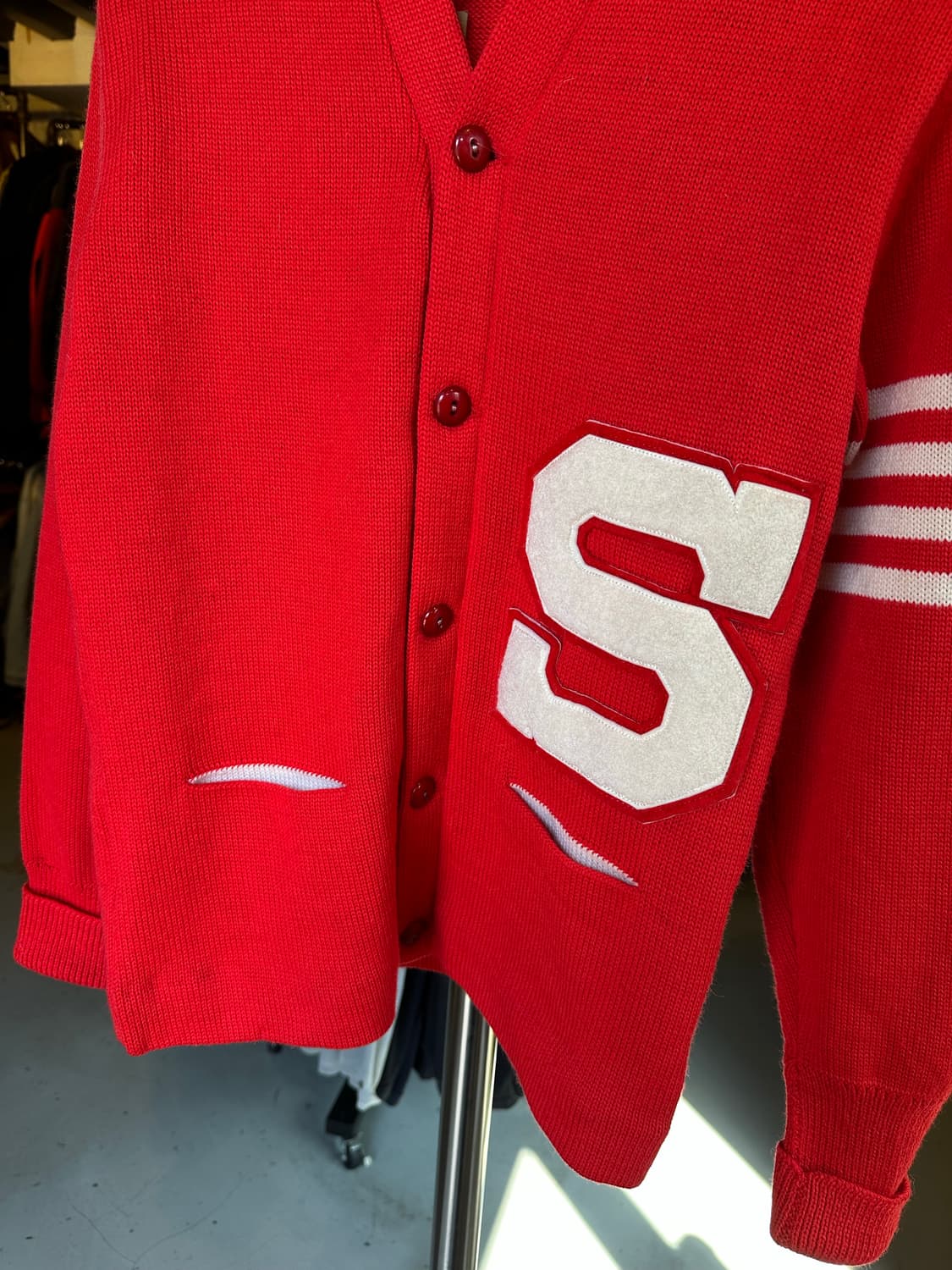 50-60s Virgin Wool 레터맨 가디건 스웨터 우먼스 상품이미지4