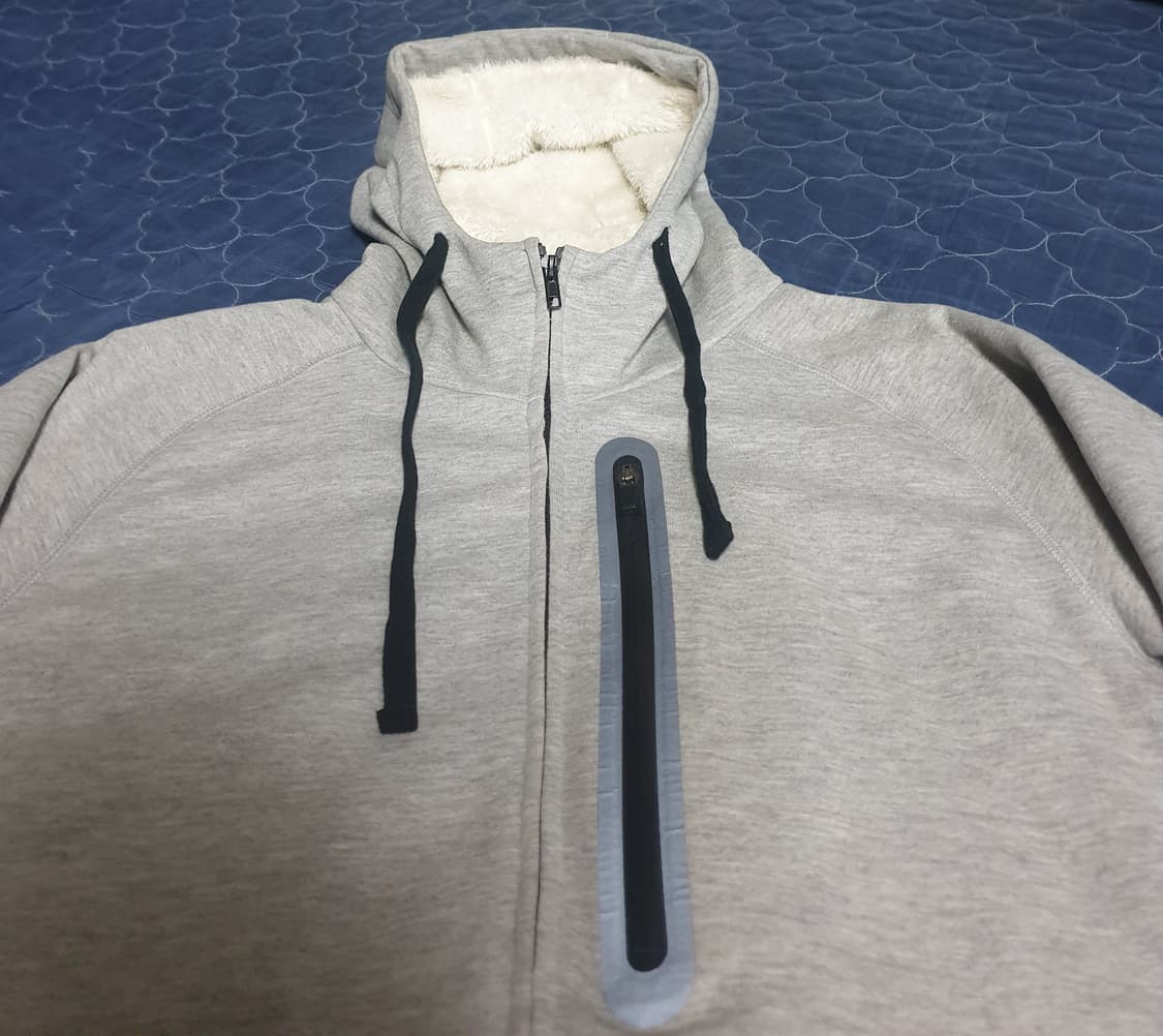 EDconbine 오버핏 보아 후드 짚업 자켓 그레이 (3XL) 상품이미지2