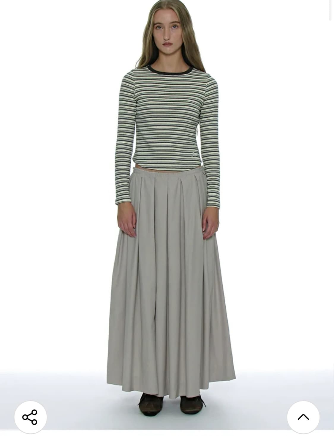 파르티멘토 송이송이 컷 오프 게더링 플리츠 맥시 스커트_ 에크루 (새상품 상품이미지1