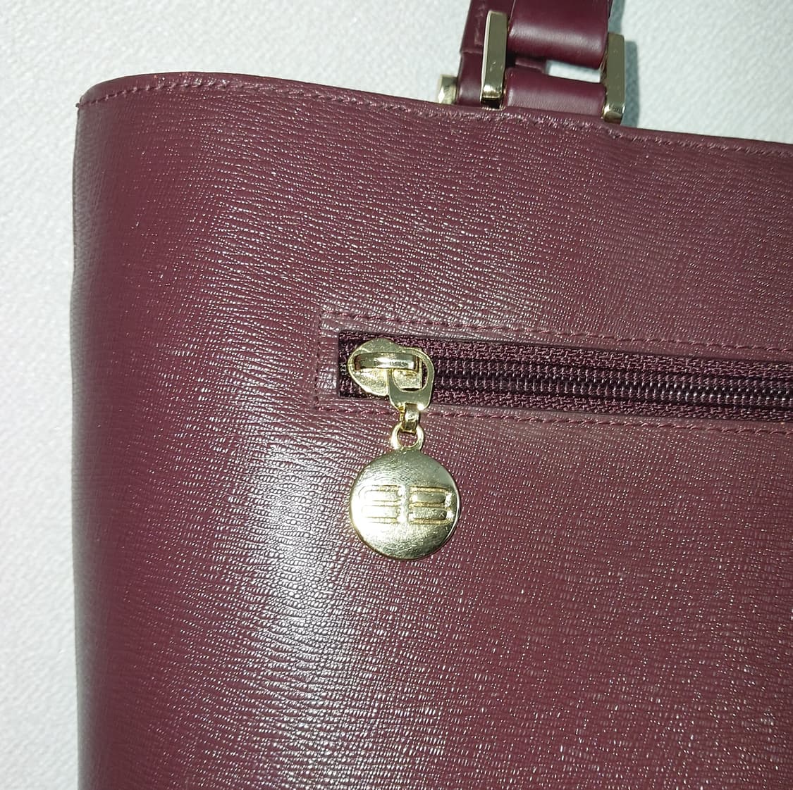 발렌시아가 BB로고 사피아노 버건디 토트백 (정품) 상품이미지6