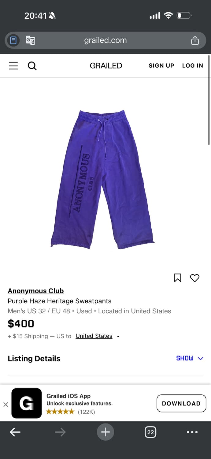 Anonymous Club 스웻팬츠 M (새상품) 상품이미지1