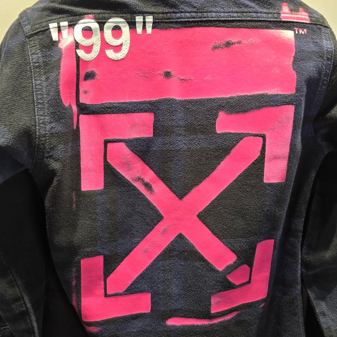 [중고/정품] 오프화이트 스텐실 애로우 플란넬 체크 셔츠 XXS 상품이미지3