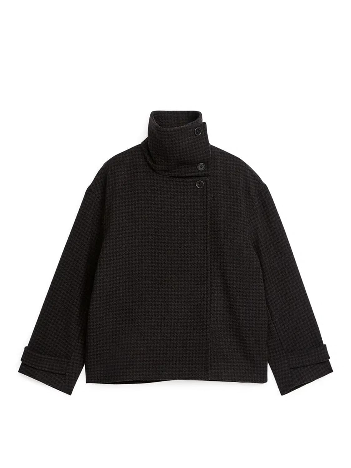 [34] ARKET 아르켓 하이넥 체크 오버핏 울 자켓 상품이미지4