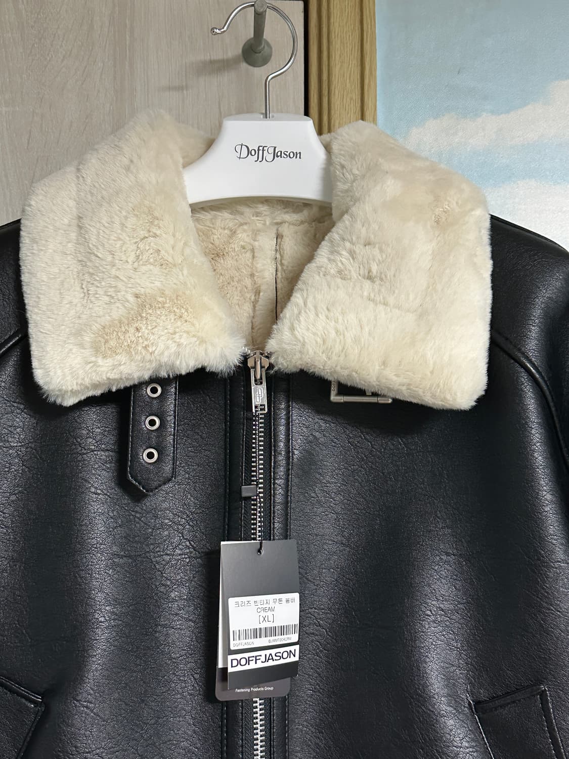 (새상품/XL) 도프제이슨 크리즈 빈티지 무톤 봄버 CREAM 상품이미지3