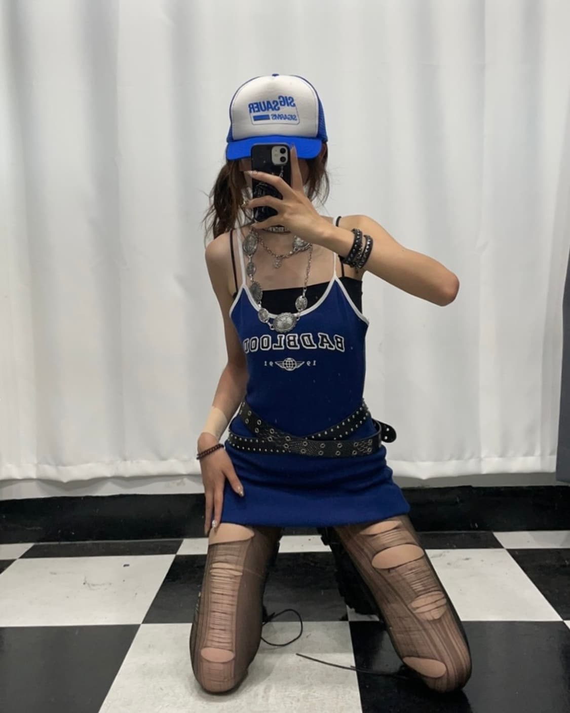 🎸블루 슬리브리스 원피스🎸 상품이미지2