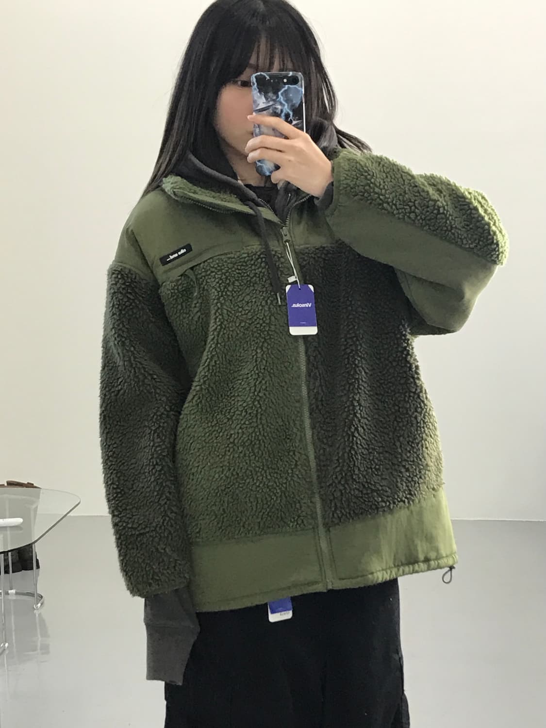 니코앤드 카키 후리스 집업 상품이미지1