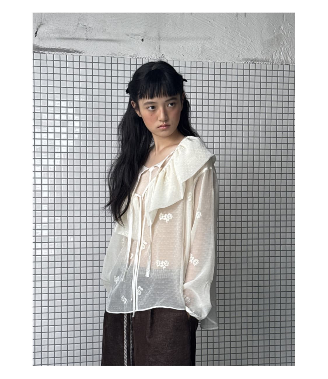호쿠스포쿠스 poncho layered blouse ivory 상품이미지4