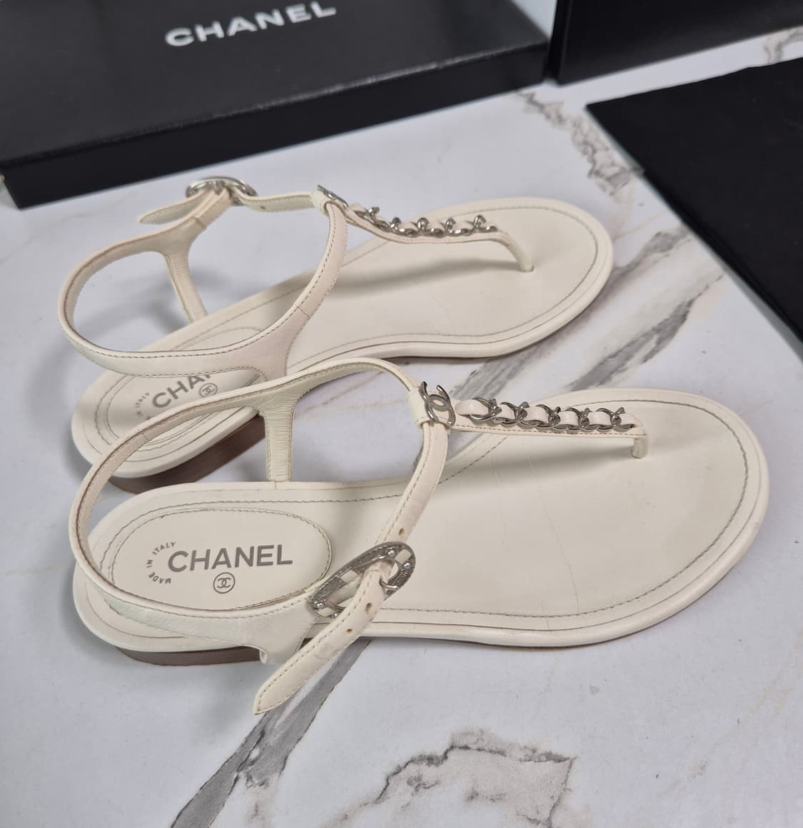 (정품) 샤넬 CC 로고 체인 스트랩 샌들 36.5 상품이미지9