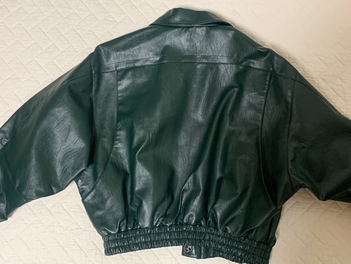 쉬이즈큐트 그린 레더 자켓 상품이미지4