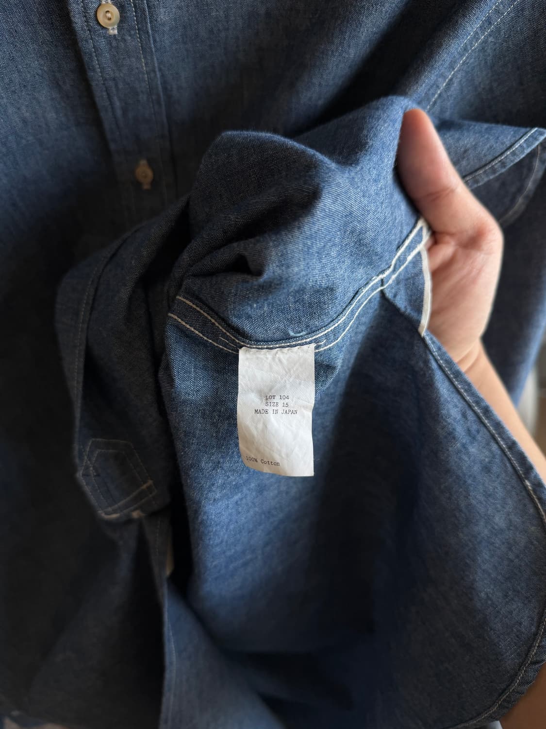 [15] 타이가 타카하시 lot.104 밴드 칼라 데님 셔츠 상품이미지6