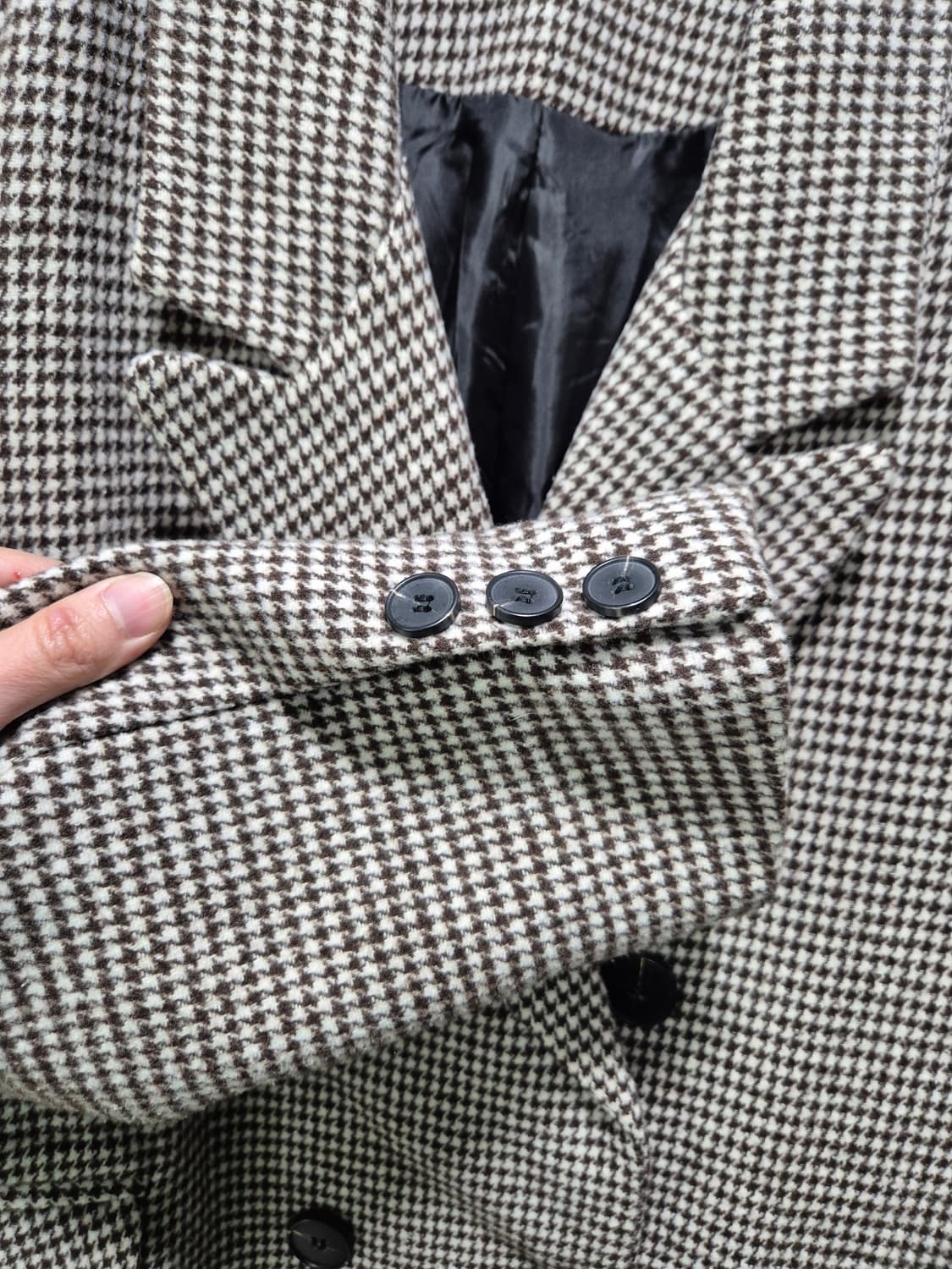 빈티지 하운드투스 체크 더블 코트 브라운 상품이미지7
