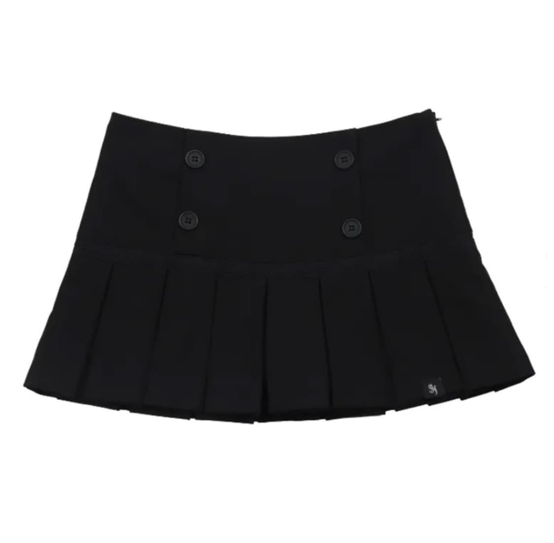 시너진 버튼 플리티드 스커트 블랙 상품이미지1