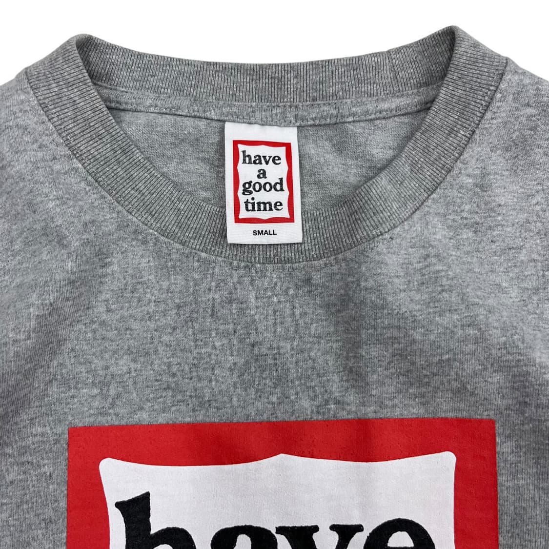 해브어굿타임 센터로고 그레이 반팔티 S 상품이미지4
