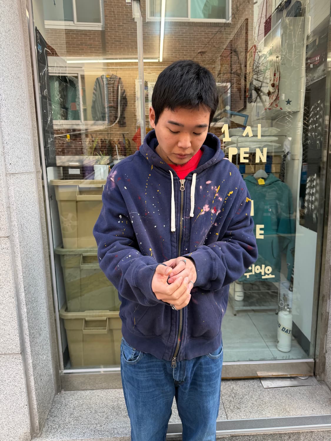 Polo painting thermal hood zip-up 상품이미지6