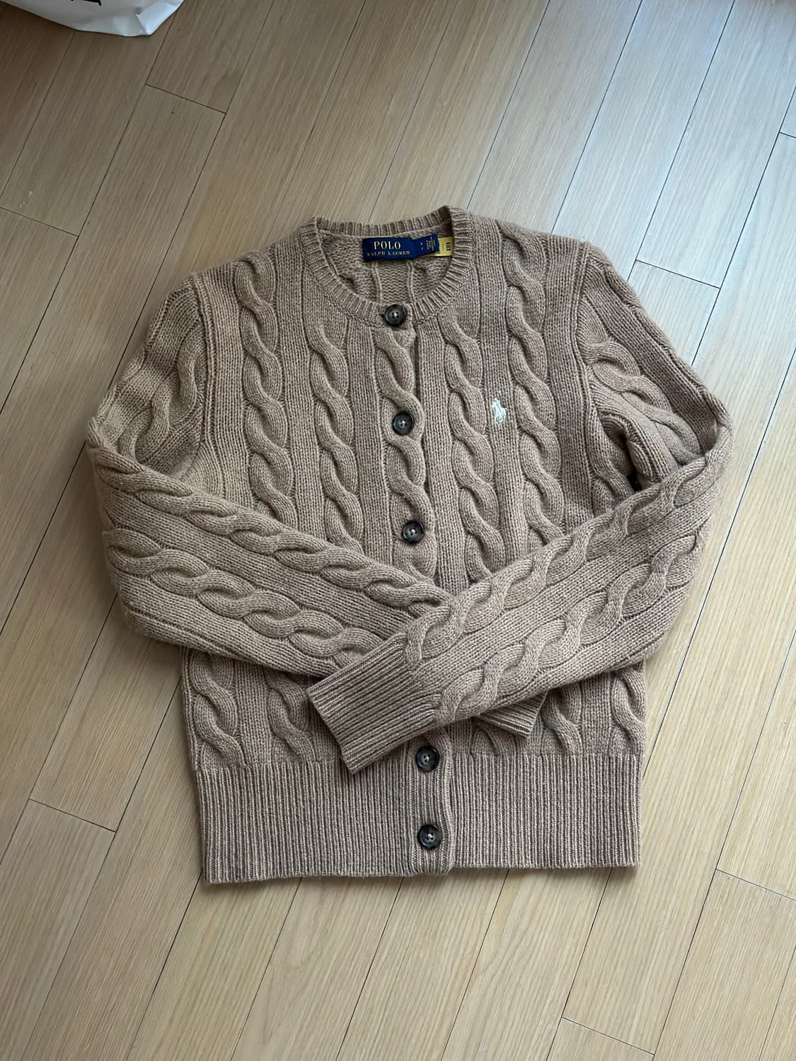 폴로 울 블렌드 수지 가디건 카멜 S 상품이미지5