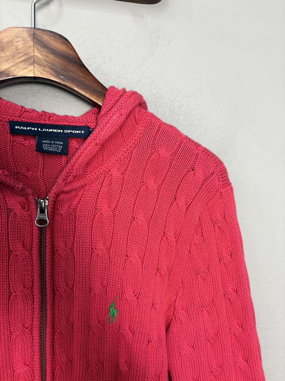 폴로랄프로렌 스포츠 포니로고 핑크 니트 코튼 풀집 후드 A3770 상품이미지3