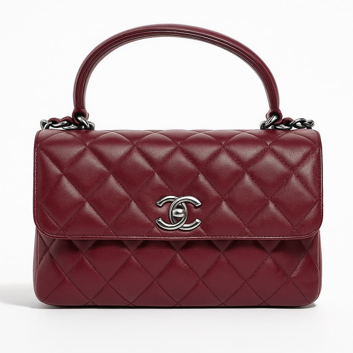 [정품/A급] 샤넬 트렌디 CC 플랩백 버건디 / 램스킨 퀼팅 / 실버 상품이미지1