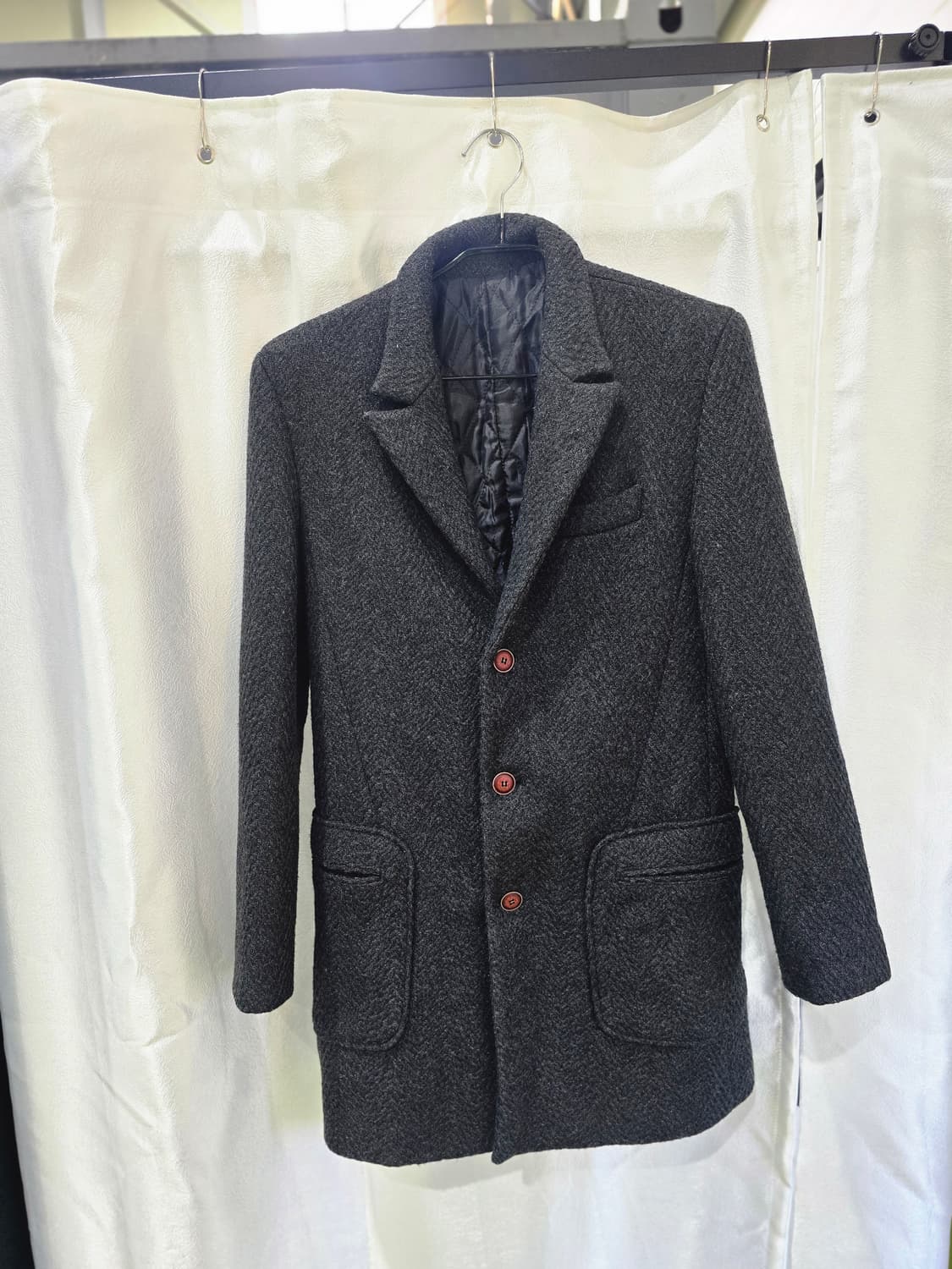 엔 리버티 헤링본 남성 코트 차콜색 상품이미지1