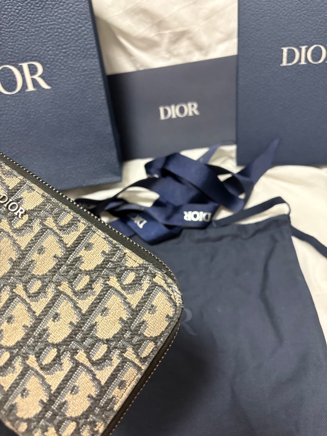 [구성품/정품] 디올 오블리크 자카드 지퍼 장지갑 상품이미지6