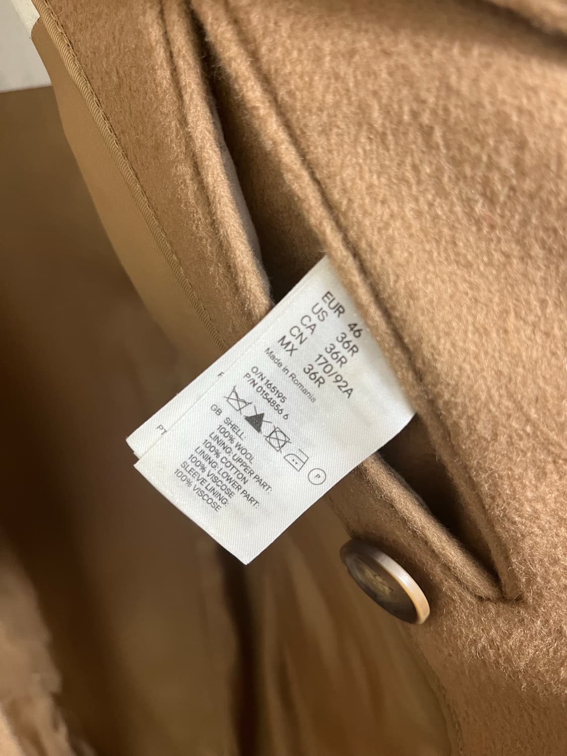 H&M x 마르지엘라 / 코트 / 카멜 / 사이즈 46 상품이미지9