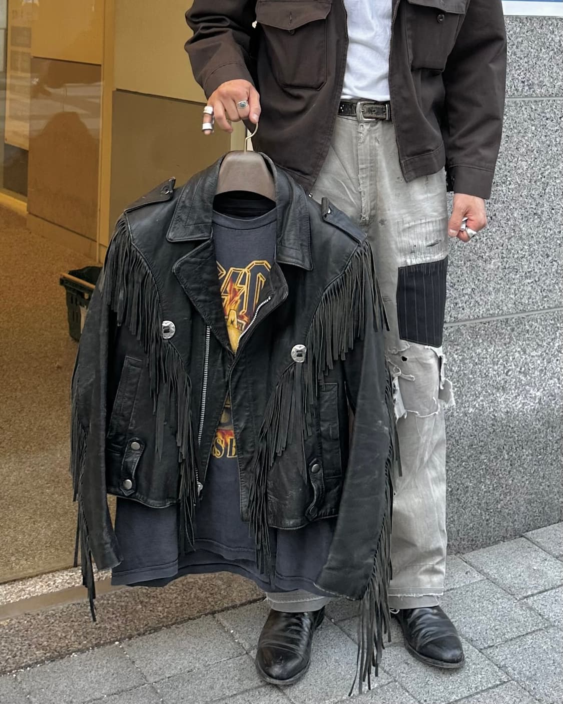 80s 콘초 프린지 모터사이클 레더 자켓 상품이미지7