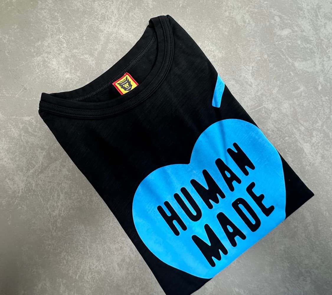 휴먼메이드 블루 하트 로고 반팔 블랙 상품이미지3