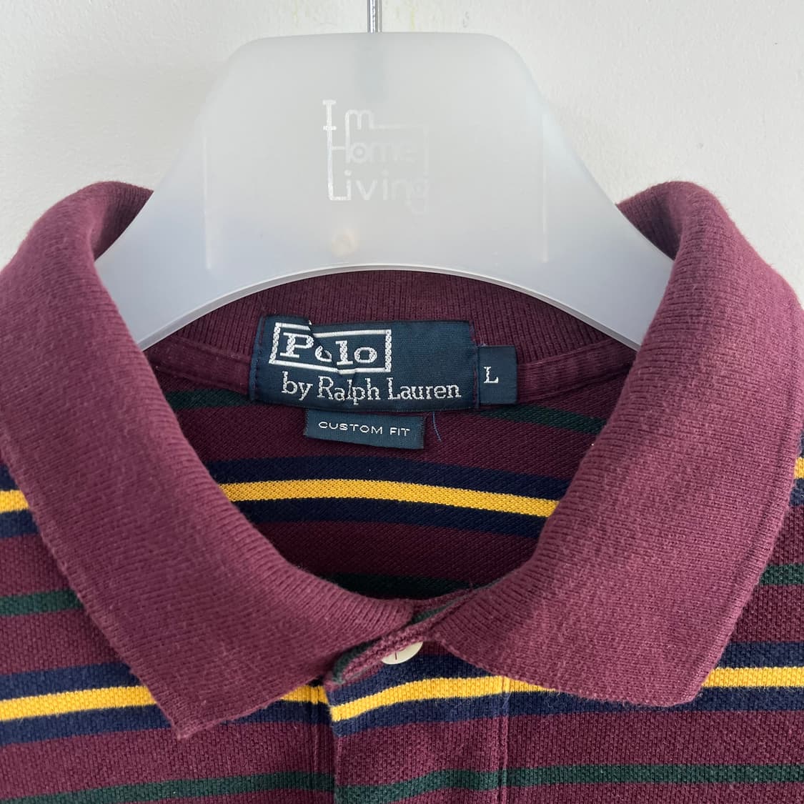 폴로 랄프로렌 카키 포니 버건디 스트라이프 반팔 카라티 상품이미지5