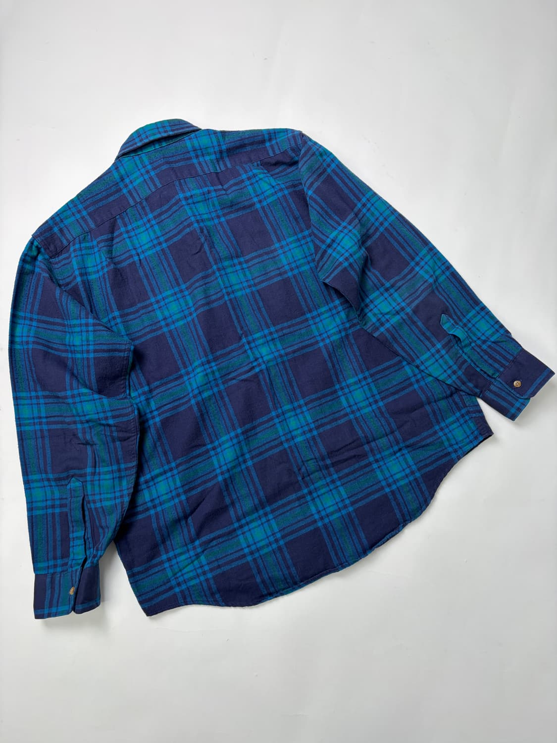90s L.L.Bean Plaid Button Up Shirt (blue 상품이미지2