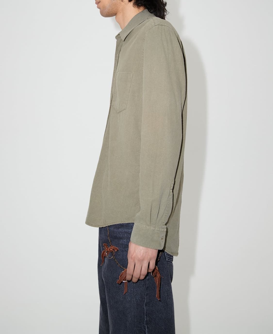 (정품/새상품)  아워레가시 남성 카키 실크 클래식 셔츠 상품이미지7