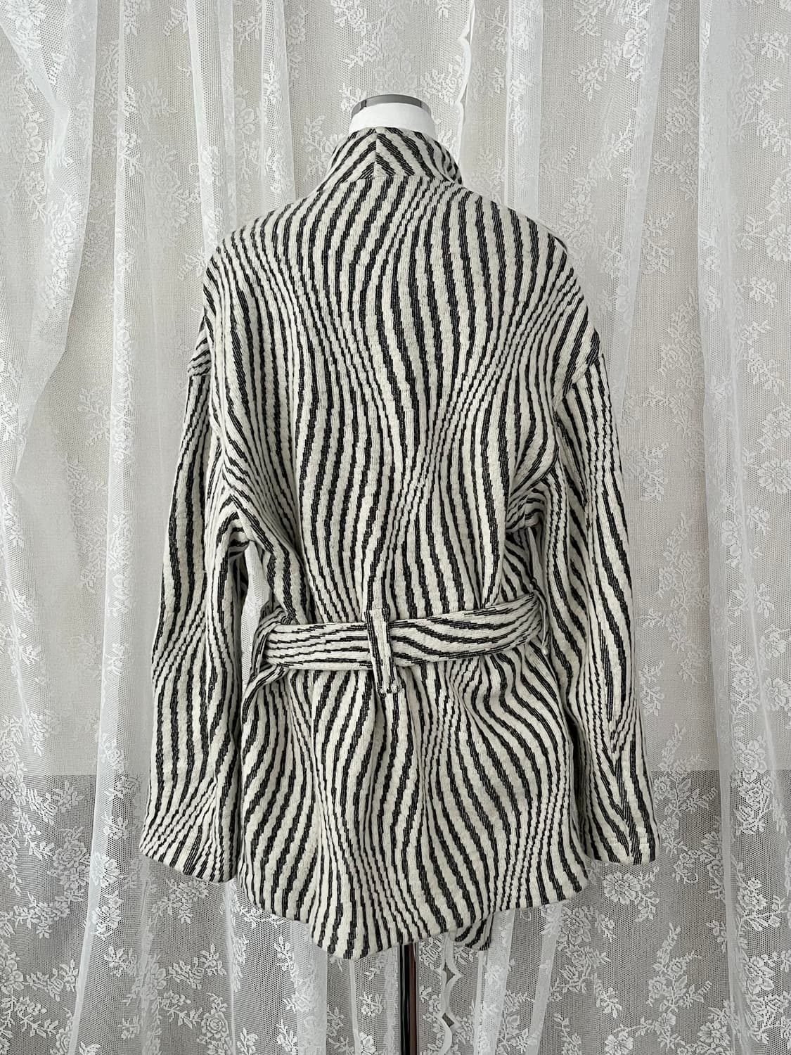 36) 이로 IRO 지브라 패턴 벨티드 울 코트 상품이미지3