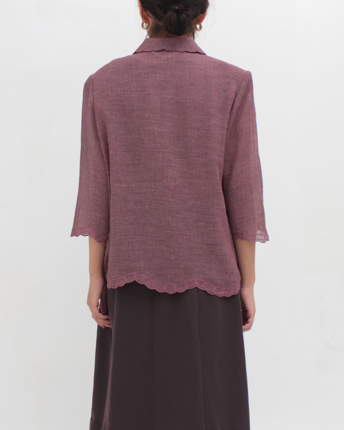 일본 빈티지 플라워 펀칭 자수 나시 블라우스 세트 상품이미지2