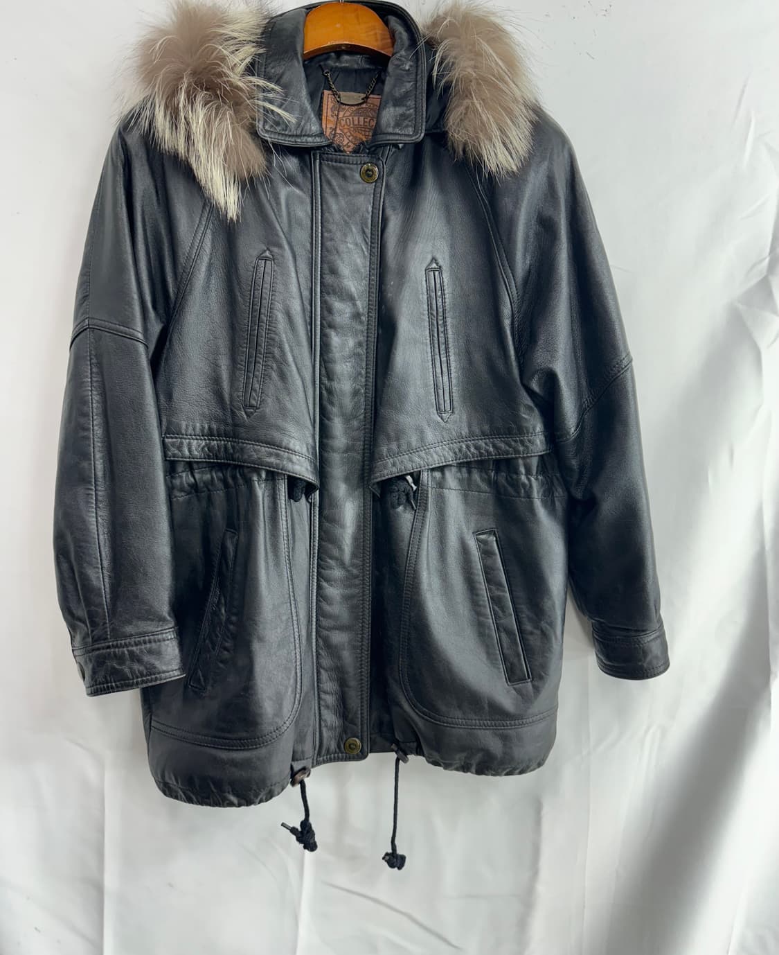 Vintage leather fur half coat 상품이미지1
